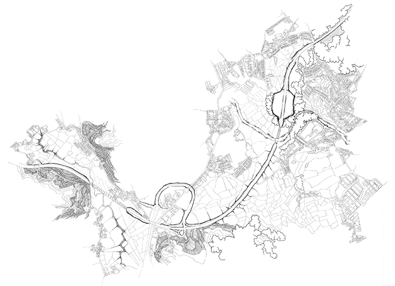 Área de estudo após a construção da autoestrada A11 (Braga-Guimarães)